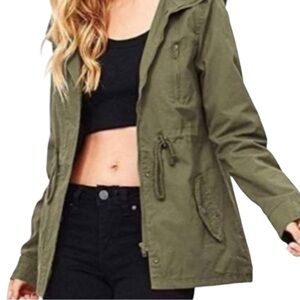 FOREVER 21 Olive green utility jacket with drawstring